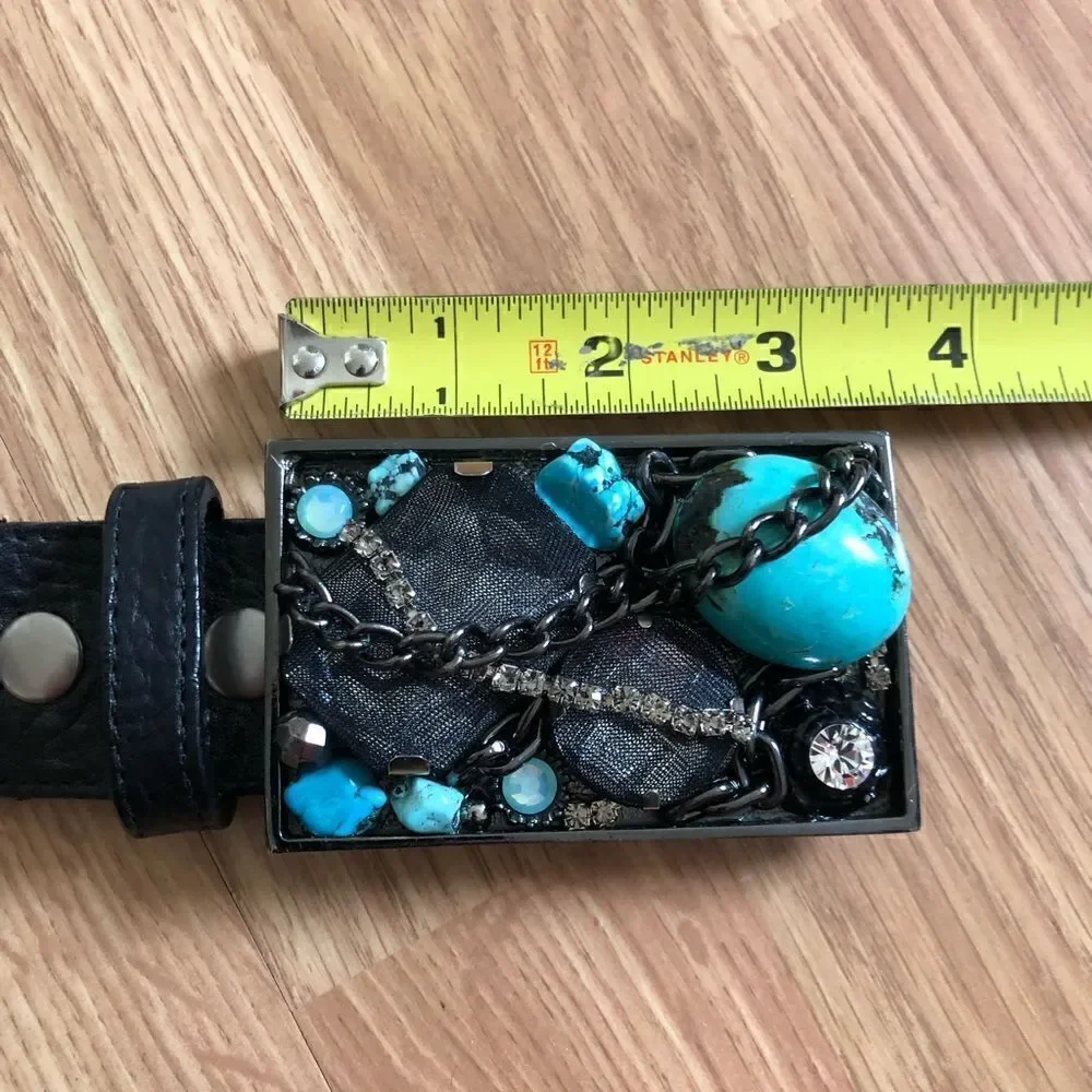 Leatherock Turquoise Genuine Leather Belt Embellished USA